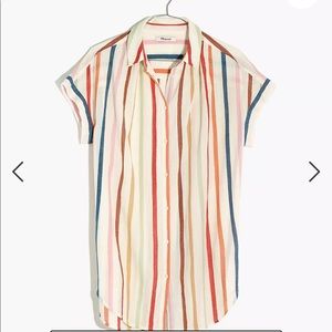 NWT Gauze Central Tunic Shirt in Rainbow Stripe Size Large